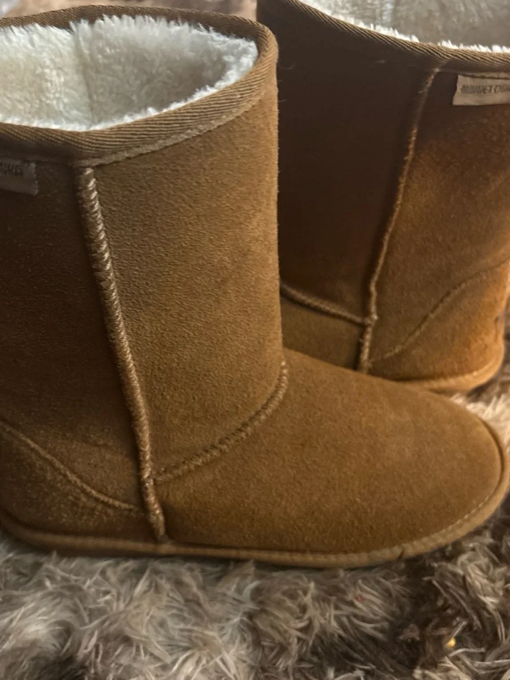 Kids Brown Suede Winter Boots with Sherpa Lining